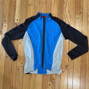 Specialized Cycling Jacket XL Blue Black Gray Full Zip Bike Jersey Mens